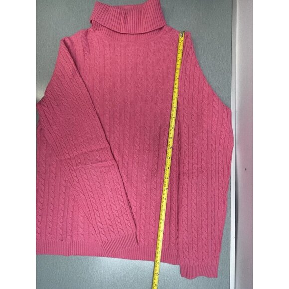 CHARTER CLUB  2 Ply 100% Cashmere Cable Knit Sweater Turtleneck Pink Size Medium - Picture 5 of 14